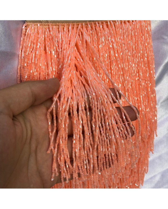 15 cm Kesme Boncuk Saçak Mercan Turuncu 1 Metre