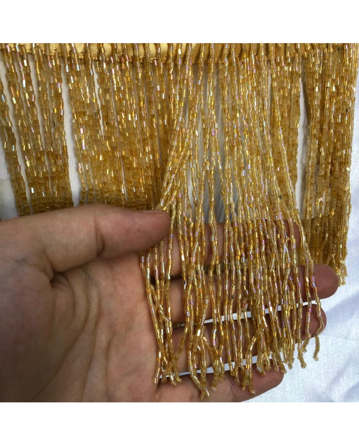 15 cm Kesme Boncuk Saçak Bal Altın Sarısı 1 Metre