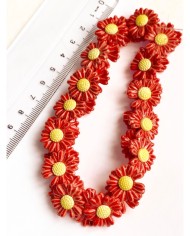 İpe Dizili Seramik Boncuk Pembe Papatya 17mm - 1 Dizi