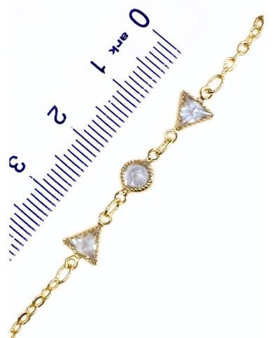 Zirkon Taşlı Kuyumcu Zinciri Altın Şeffaf Üçgen Yuvarlak 6mm - 1m