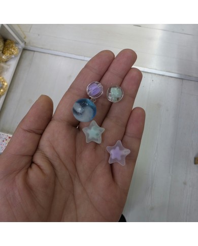 Şeffaf Renkli Merkezli Yuvarlak Charm Ucu Mint Yeşili 1 Adet