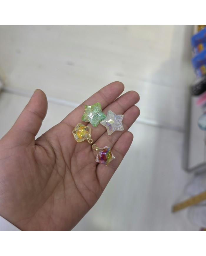Renkli Merkezli Şeffaf Yıldız Charm Ucu Sarı 1 Adet