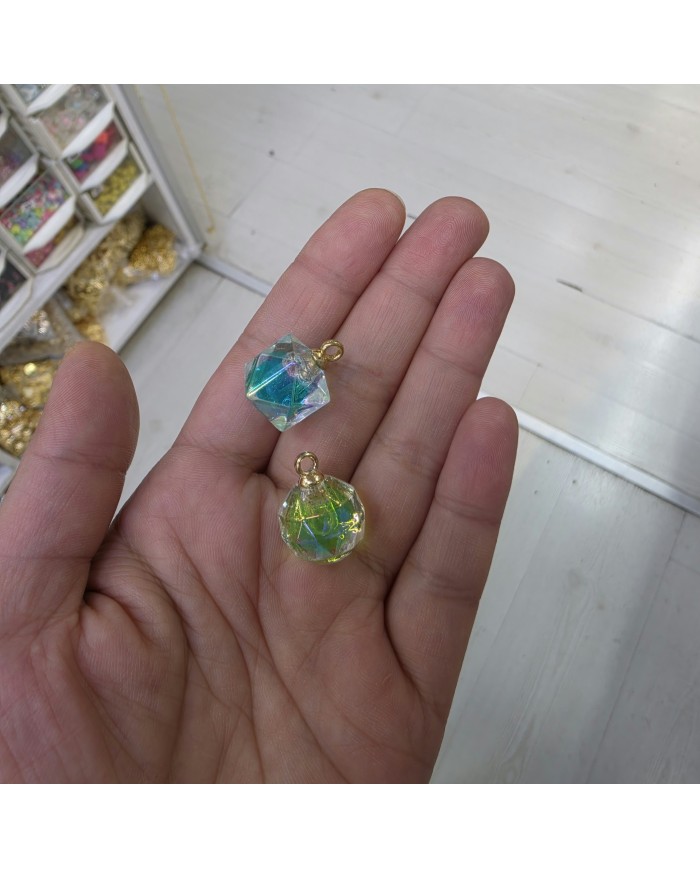Fasetli Küre Charm Ucu Sarı Yeşil 1 Adet