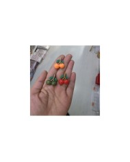 Yapraklı Çift Kiraz Figürü Zeytin Yeşili 1 Adet