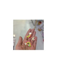 Simli Bulutlu Gökkuşağı Figürü Pembe Yeşil Sarı 1 Adet