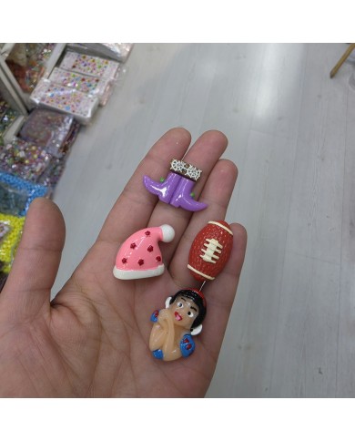 Yıldız Desenli Noel Şapkası Figürü Pembe Beyaz 1 Adet