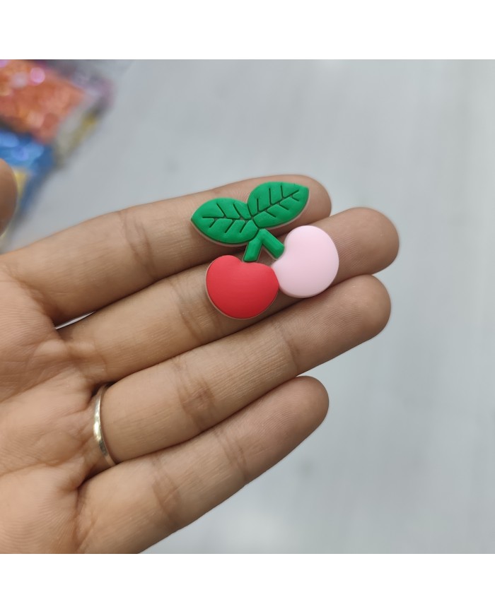 Çift Yapraklı Kiraz Figürü Kırmızı Pembe 1 Adet