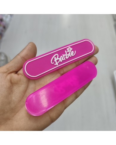 Barbie Yazılı Uzun Süsleme Figürü Fuşya Beyaz 1 Adet