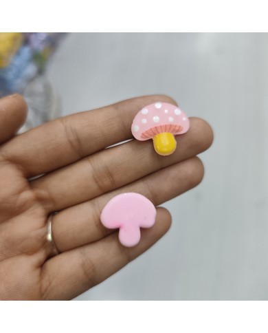 Beyaz Puantiyeli Mantar Figürü Pembe Sarı 1 Adet