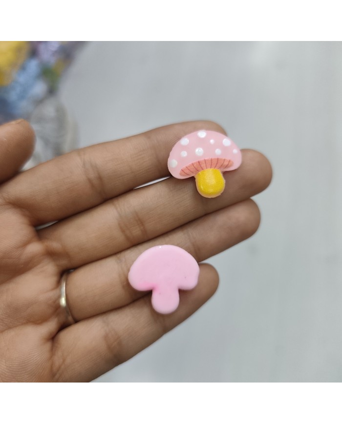 Beyaz Puantiyeli Mantar Figürü Pembe Sarı 1 Adet