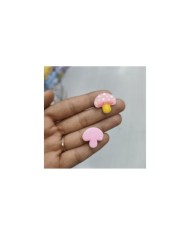 Beyaz Puantiyeli Mantar Figürü Pembe Sarı 1 Adet