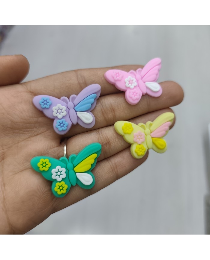 Çiçek Süslemeli Kelebek Figürü Lila Mavi 1 Adet