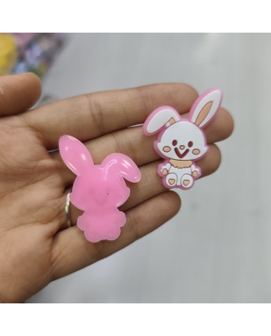 Kalpli Patili Oturan Tavşan Figürü Pembe Beyaz 1 Adet