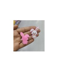 Kalpli Patili Oturan Tavşan Figürü Pembe Beyaz 1 Adet
