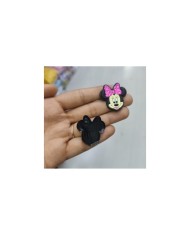 Puantiyeli Fiyonklu Minnie Mouse Yüzü Figürü Pembe Siyah 1 Adet