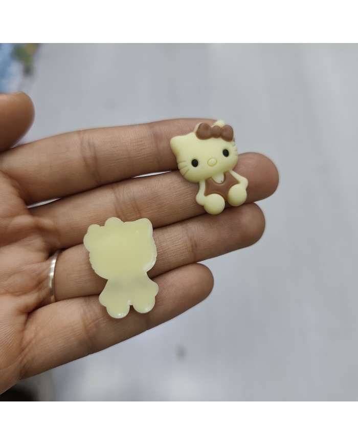 Fiyonklu Oturan Hello Kitty Figürü Kahverengi Krem 1 Adet