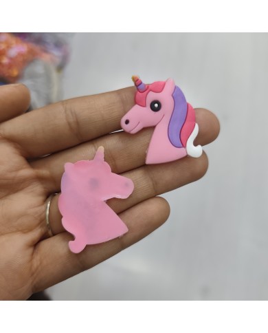 Renkli Yeleli Unicorn Baş Figürü Pudra Pembesi 1 Adet