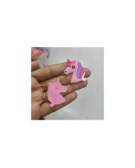 Renkli Yeleli Unicorn Baş Figürü Pudra Pembesi 1 Adet