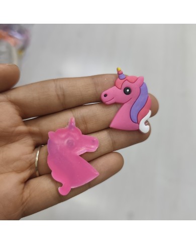 Renkli Yeleli Unicorn Baş Figürü Fuşya Pembe 1 Adet