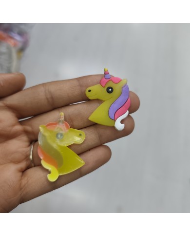Renkli Yeleli Unicorn Baş Figürü Limon Sarısı 1 Adet