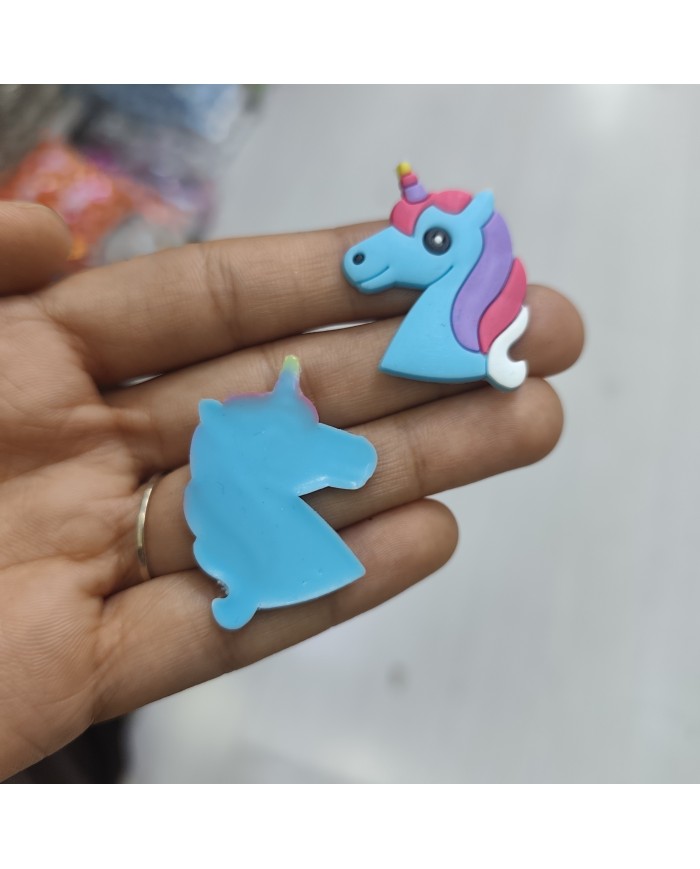 Renkli Yeleli Unicorn Baş Figürü Turkuaz Mavi 1 Adet