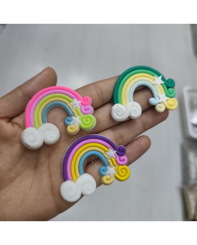 Yıldızlı Kıvrımlı Gökkuşağı Figürü Pembe Çerçeveli 1 Adet