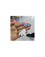 Yıldız Desenli Uzun Yeleli Unicorn Figürü Mavi Çok Renkli 1 Adet