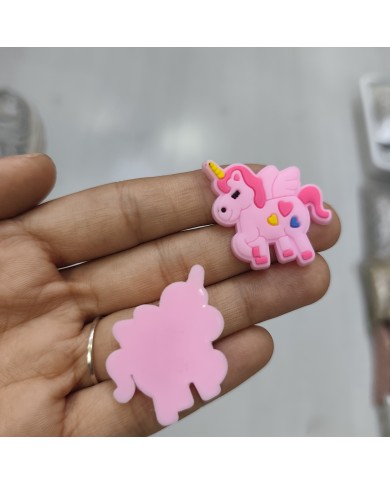 Kalp Desenli Kanatlı Unicorn Figürü Pembe 1 Adet