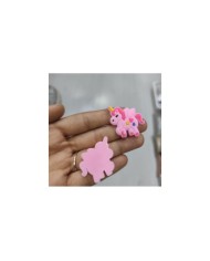 Kalp Desenli Kanatlı Unicorn Figürü Pembe 1 Adet