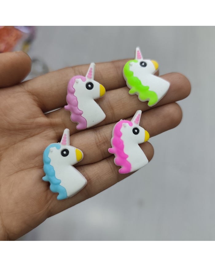 Beyaz Unicorn Baş Figürü Lila Yeleli 1 Adet