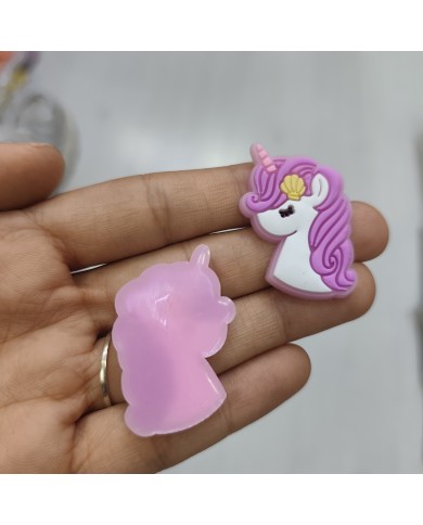 Deniz Kabuğu Tokalı Unicorn Baş Figürü Lila Beyaz 1 Adet