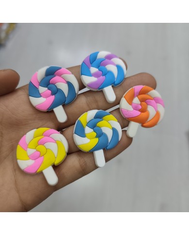Spiral Lolipop Figürü Turuncu Pembe Beyaz 1 Adet
