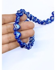 İpe Dizili Seramik Boncuk Lacivert Nazar Boncuklu Kalp 15mm - 1 Dizi