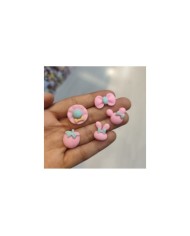 Fiyonk Süslemeli Yuvarlak Şapka Figürü Pembe Mint 1 Adet