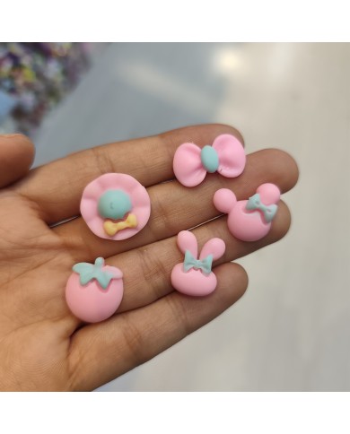 Fiyonklu Fare Kafası Figürü Pembe Mint 1 Adet
