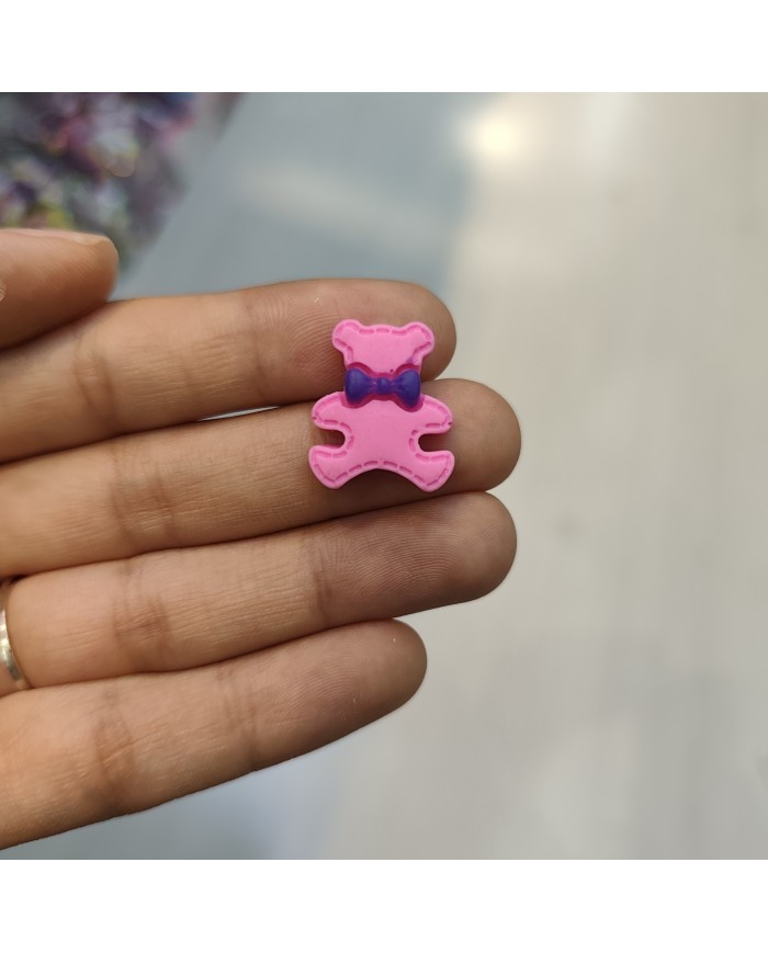 Dikiş Desenli Papyonlu Ayıcık Figürü Pembe Mor 1 Adet