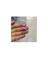 Dikiş Desenli Papyonlu Ayıcık Figürü Pembe Mor 1 Adet