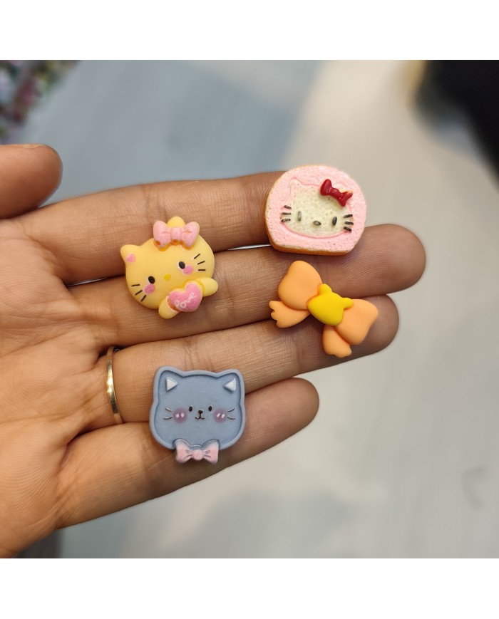 Kalpli Fiyonklu Kedi Yüzü Figürü Sarı Pembe 1 Adet