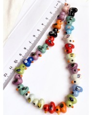 İpe Dizili Seramik Boncuk Renkli Ördek 12mm - 1 Dizi