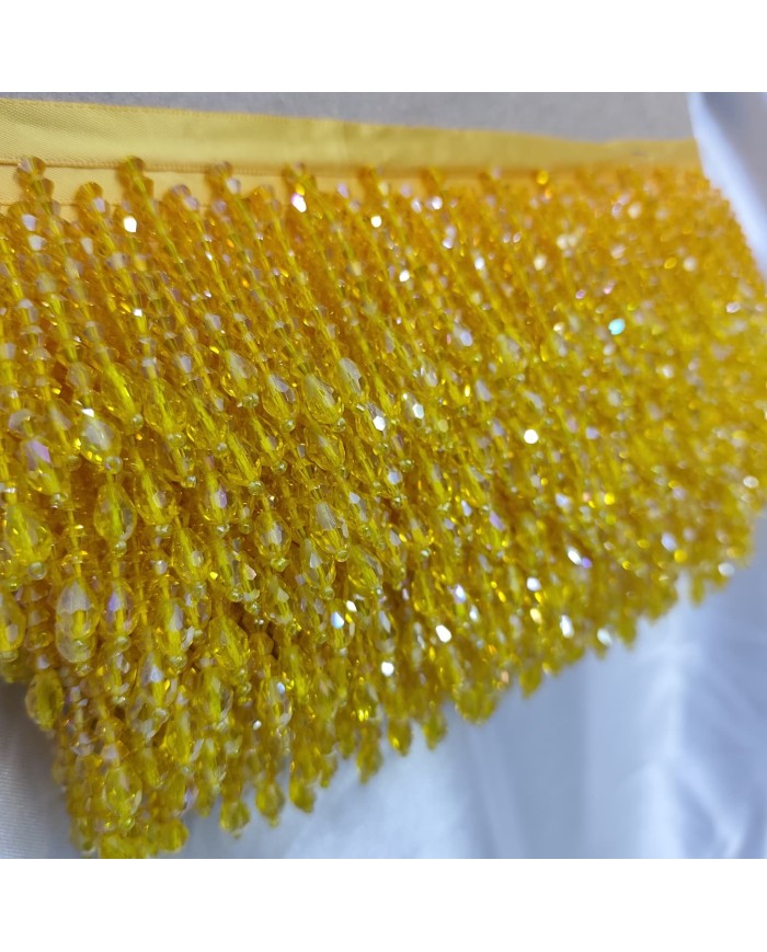 5 cm Uzun Damla Uçlu Kristal Boncuk Saçak Limon Sarısı 1 Metre