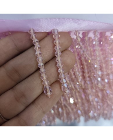 5 cm Fasetli Damla Uçlu Kristal Boncuk Saçak Pudra Şeftali