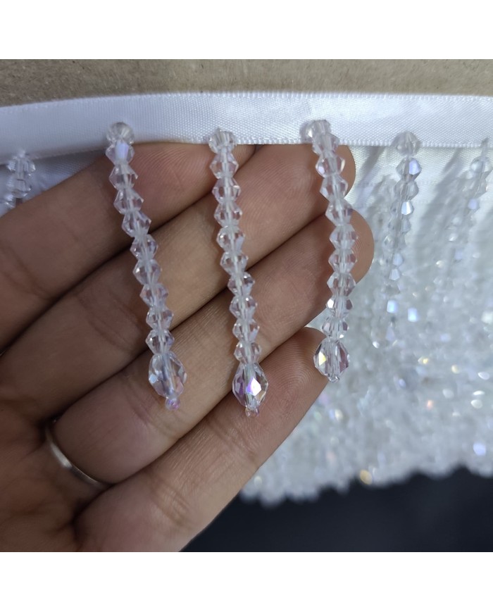 5 cm Şeffaf Damla Uçlu Kristal Boncuk Saçak Kristal Beyaz 1