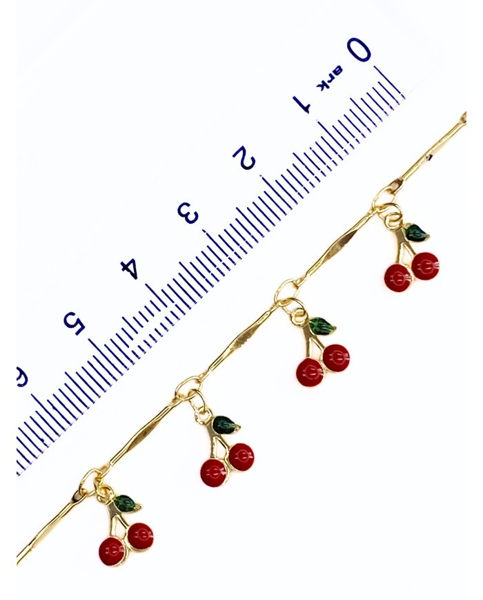 Mineli Sallantılı Kuyumcu Zinciri Altın Renkli Kiraz 7mm - 1m