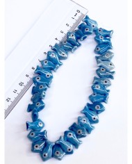 İpe Dizili Seramik Boncuk Lacivert Yüzgeçli Balık 12mm - 1 Dizi