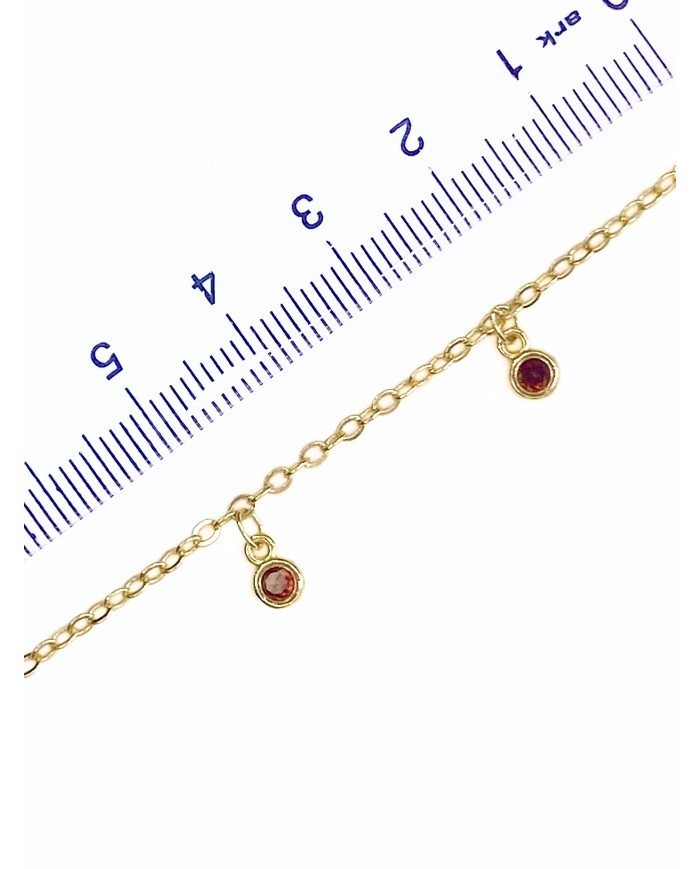 Cam Taşlı Sallantılı Kuyumcu Zinciri Altın Kırmızı Yuvarlak 5mm - 1m